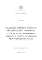 Usporedba učinaka specifičnoga i konvencionalnoga terapijskoga programa vježbanja na bol i onesposobljenost u bolesnika s kroničnom nespecifičnom križoboljom
