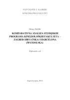 Komparativna analiza studijskih programa Kinezioloških fakulteta u Zagrebu   ( Hrvatska) i Barceloni ( Španjolska)