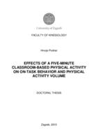Effects of a five-minute classroom-based physical activity on on-task behavior and physical activity volume