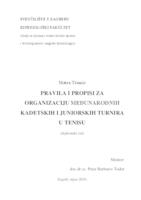 Pravila i propisi za organizaciju međunarodnih kadetskih i juniorskih turnira u tenisu