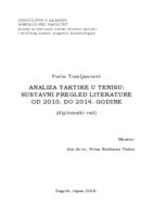Analiza taktike u tenisu:sustavni pregled literature od 2010. do 2014. godine