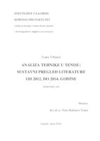 Analiza tehnike u tenisu: sustavni pregled literature od 2012. do 2014. god.