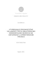 prikaz prve stranice dokumenta Utvrđivanje prognostičke valjanosti testa unilateralnih horizontalnih skokova na uspješnost u sprinterskom trčanju