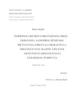 prikaz prve stranice dokumenta Doprinos vremena provedenog pred ekranima, samoprocjenjenog mentalnog zdravlja i boravišta u objašnjavanju razine tjelesne aktivnosti adolescenata zadarskog područja