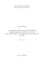 prikaz prve stranice dokumenta Valjanost i pouzdanost mobilne aplikacije za Velocity - Based Training (VBT) u vježbi potisak na ravnoj klupi