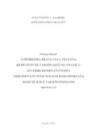 prikaz prve stranice dokumenta USPOREDBA REZULTATA TESTOVA REPETITIVNE I EKSPLOZIVNE SNAGE U IZVEDBI DOMINANTNOM I NEDOMINANTNOM NOGOM KOD SPORTAŠA KOJI SE BAVE TAEKWONDO-OM