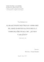 prikaz prve stranice dokumenta Karakteristike škole odbojke mlađih uzrasnih kategorija u odbojkaškom klubu "Kitro Varaždin"