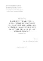prikaz prve stranice dokumenta Razlike pokazatelja situacijske efikasnosti pobjedničkih i poraženih muških rukometnih ekipa hrvatske Premijer lige